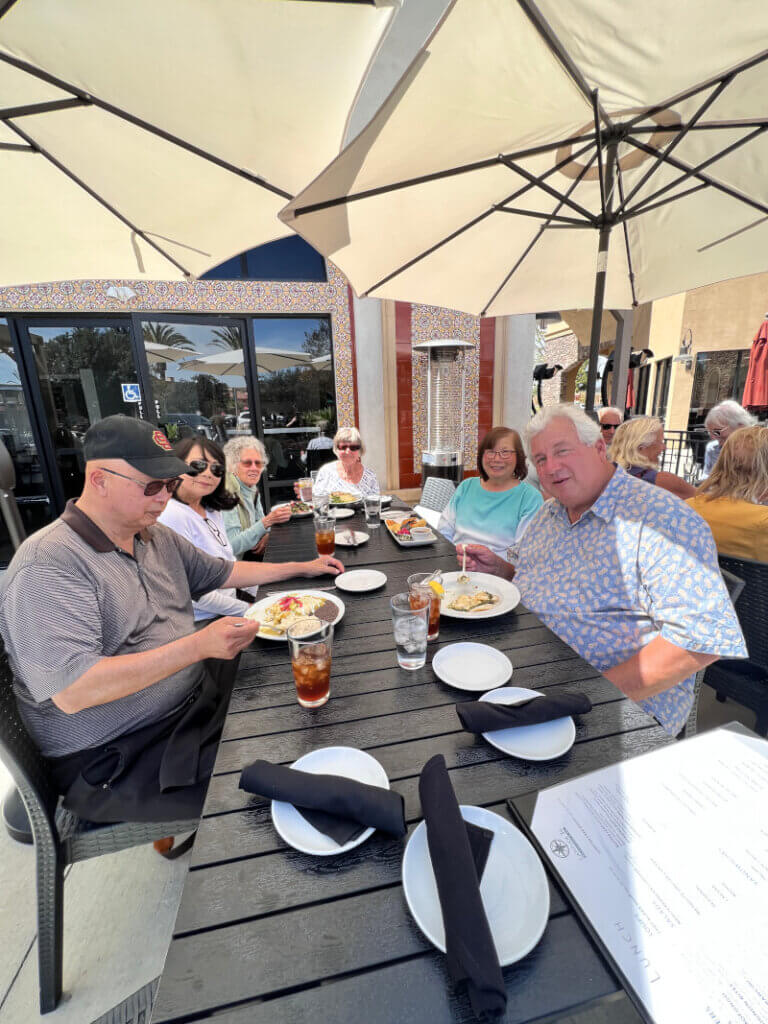 Malibu Garden Club members dining after Blueberry picking at Latitude 34.