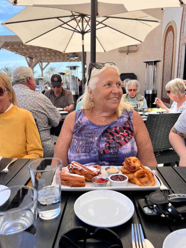 Malibu Garden Club members dining after Blueberry picking at Latitude 34.