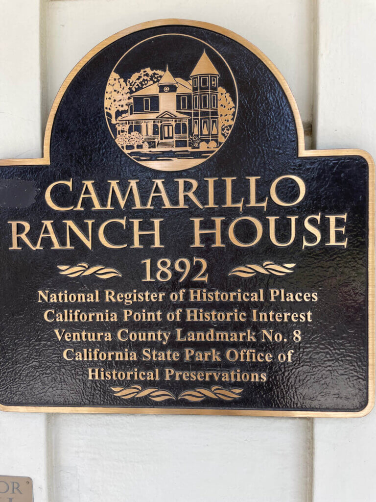 Camarillo Ranch House plaque