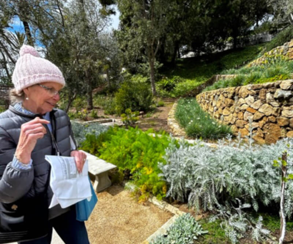 A Malibu Garden Club member at the Getty Villa